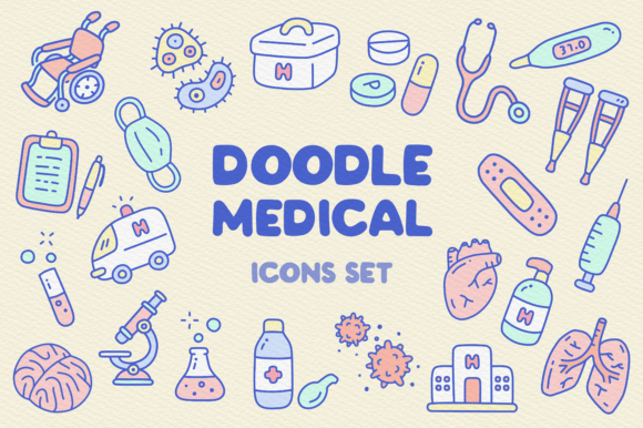Doodle Medical Icons Set: Graphics and Icons for Blogs