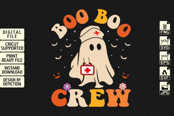Halloween Boo Boo Crew Ghost Nurse Shirt Graphics & T-Shirt Designs