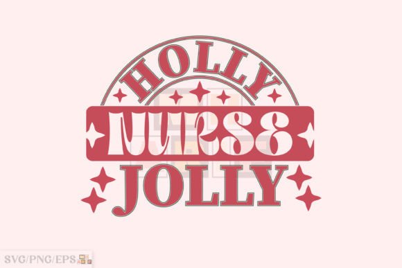 Holly Jolly Nurse Christmas Retro PNG Graphics