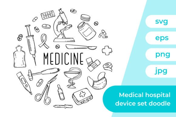 Medical Hospital Device Set of Drawings: Graphics & Illustrations