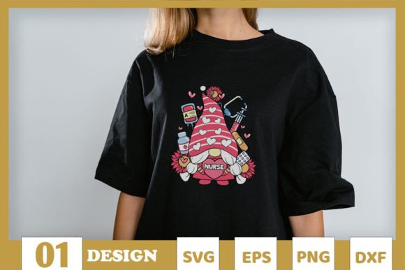 Nurse Gnome Valentine Graphics for T-Shirt Designs