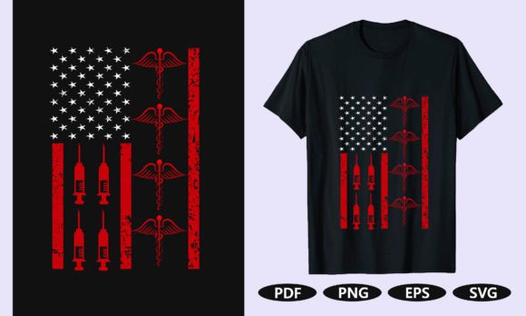 Nurse USA Flag Graphics for T-Shirt Designs