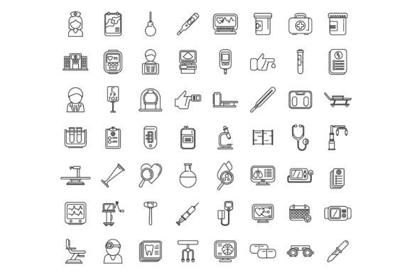 Reviewing the Medical Examination Icons Set Outline